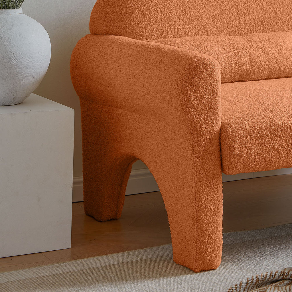 Modern Lambswool Loveseat with Lumbar Pillow
