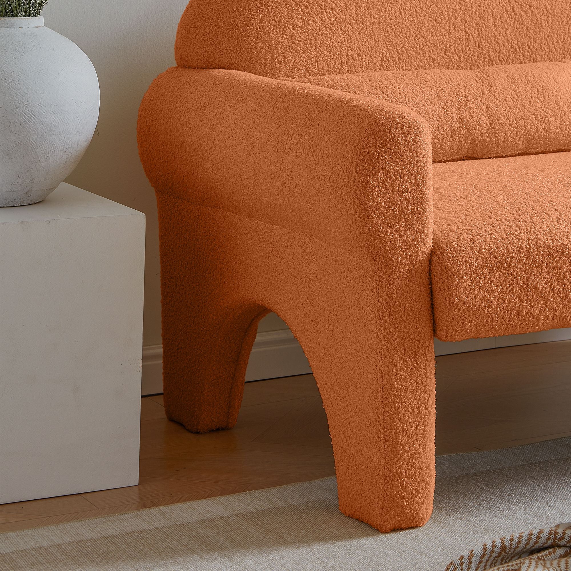 Modern Lambswool Loveseat with Lumbar Pillow