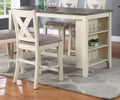 Cream Counter-Height Dining Table with Side Shelves