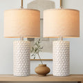 Modern Farmhouse Table Lamp Pair with White Shades