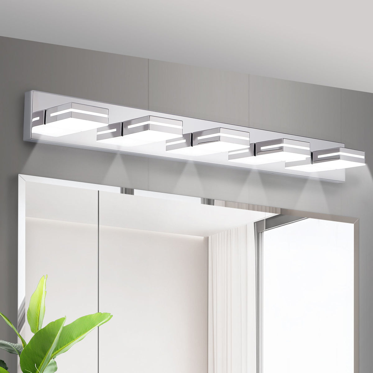 Modern Chrome Five-Light LED Vanity Sconce