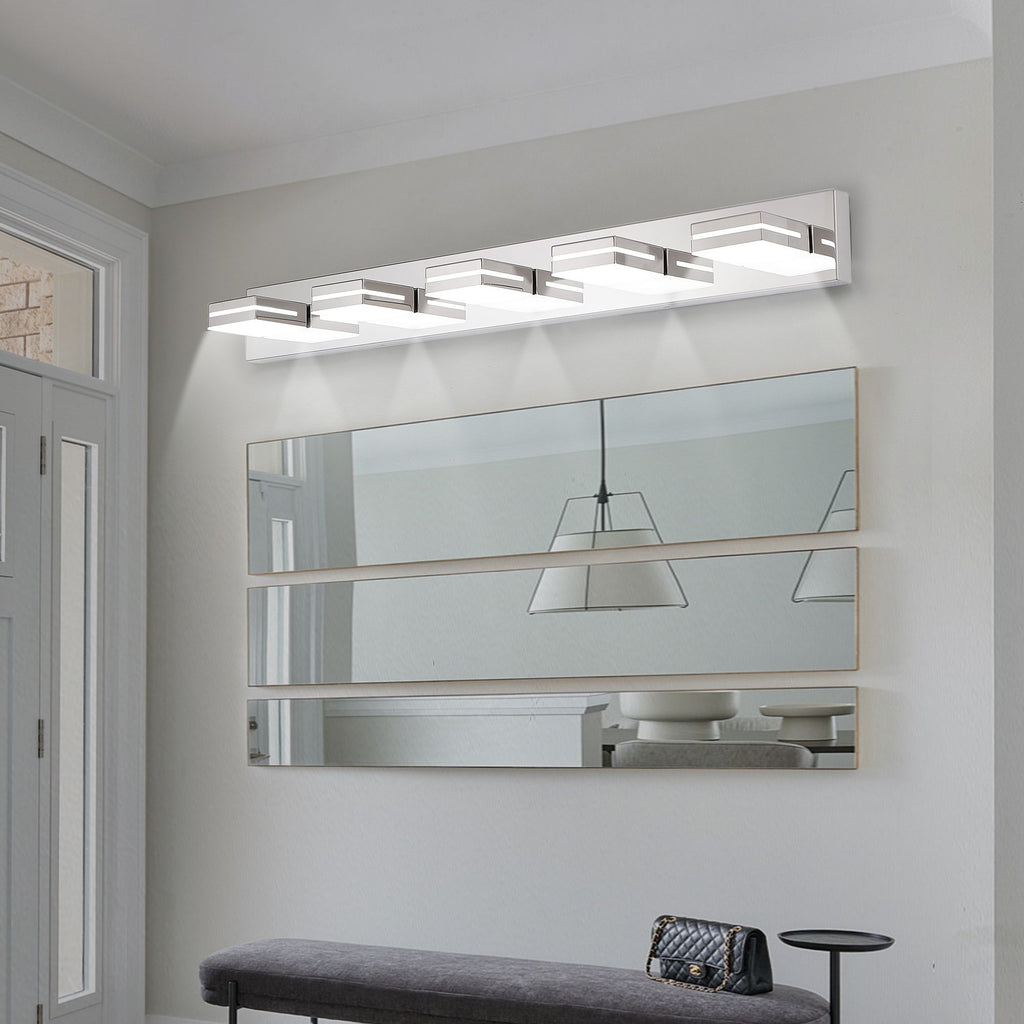 Modern Chrome Five-Light LED Vanity Sconce