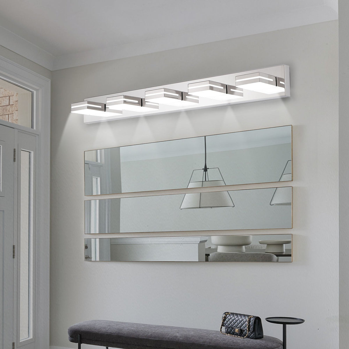 Modern Chrome Five-Light LED Vanity Sconce