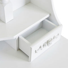 Modern Concise 4-Drawer 360-Degree Rotation Removable Mirror Dresser White