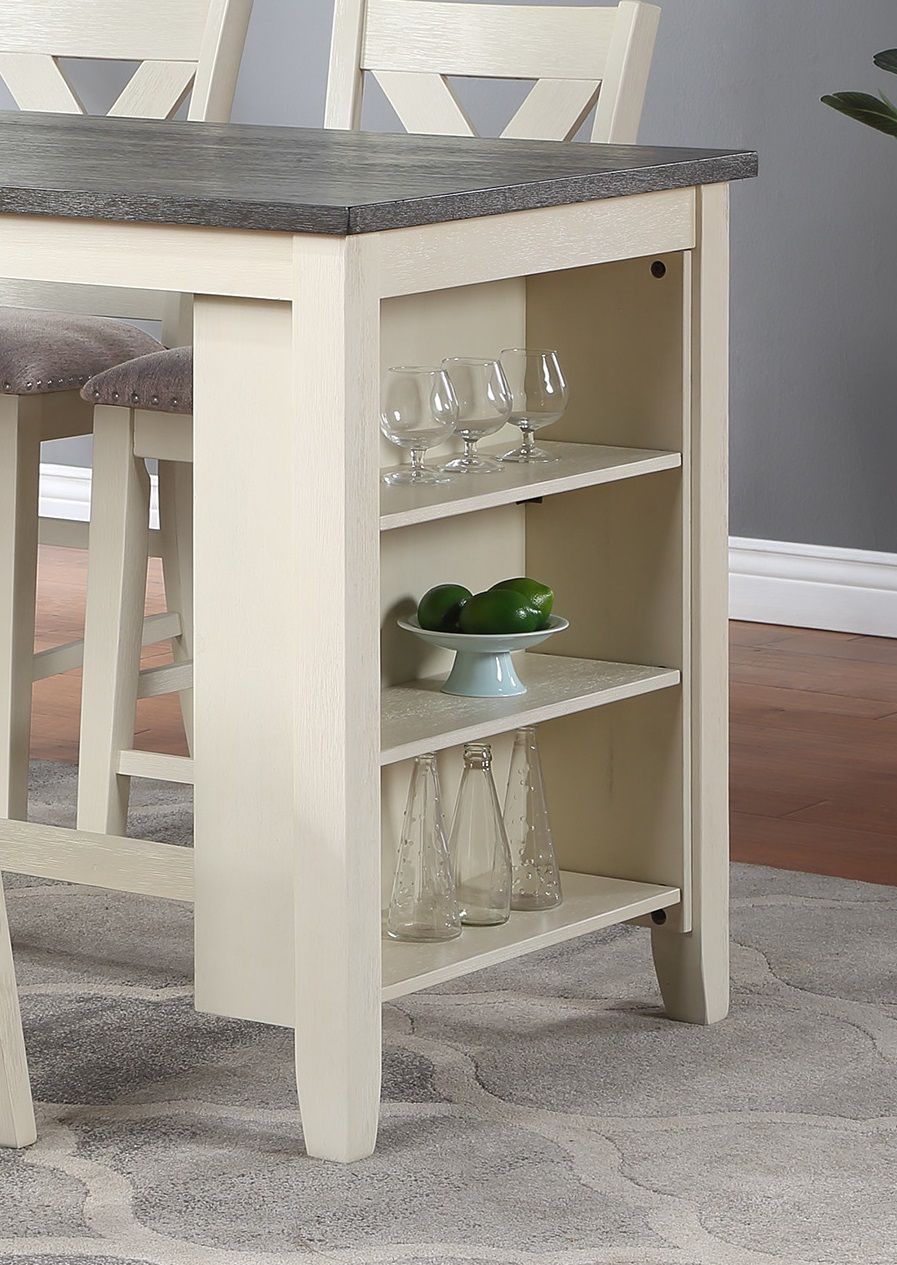 Counter-Height Dining Set With Side Shelves