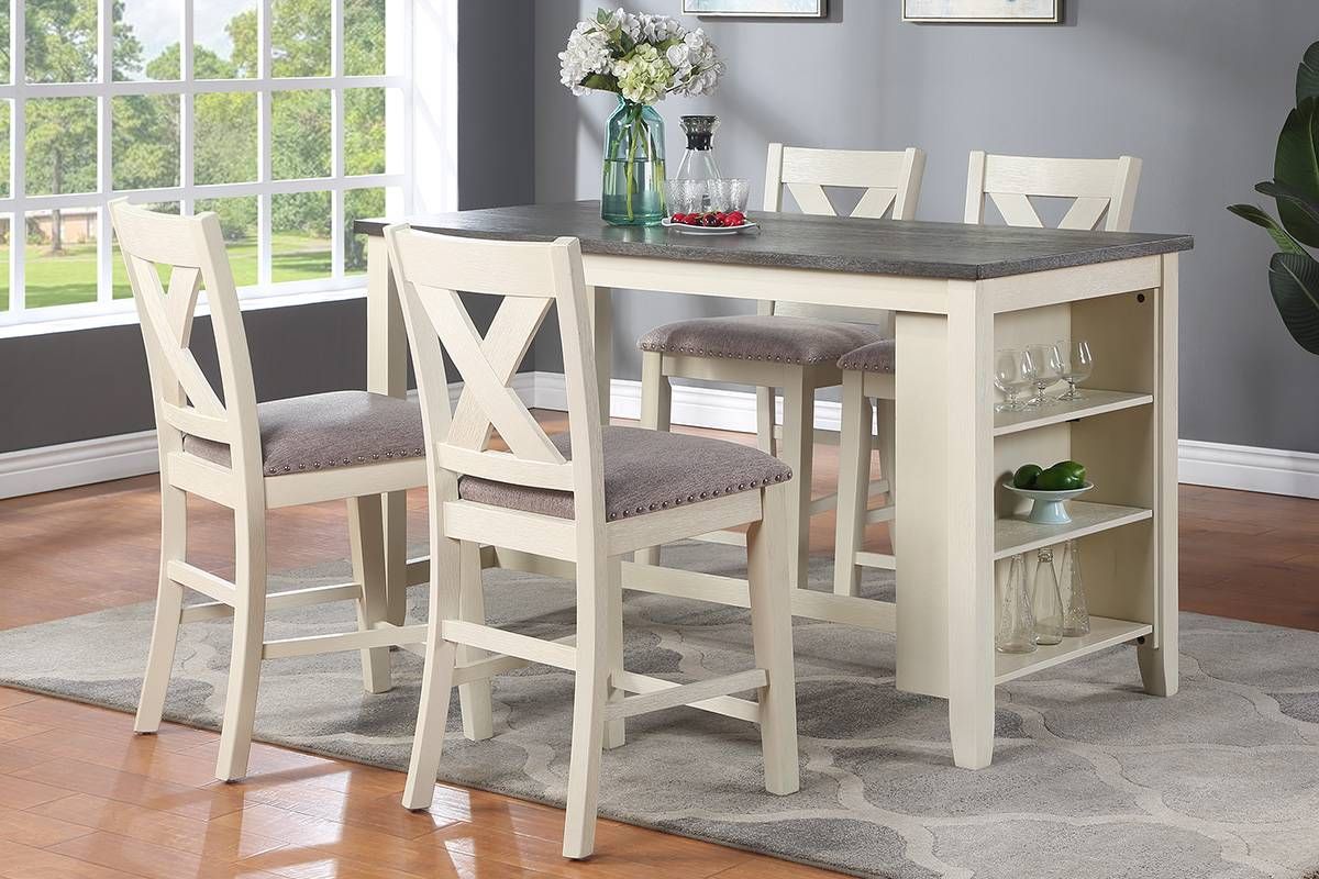 Counter-Height Dining Set With Side Shelves