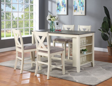 Counter-Height Dining Set With Side Shelves