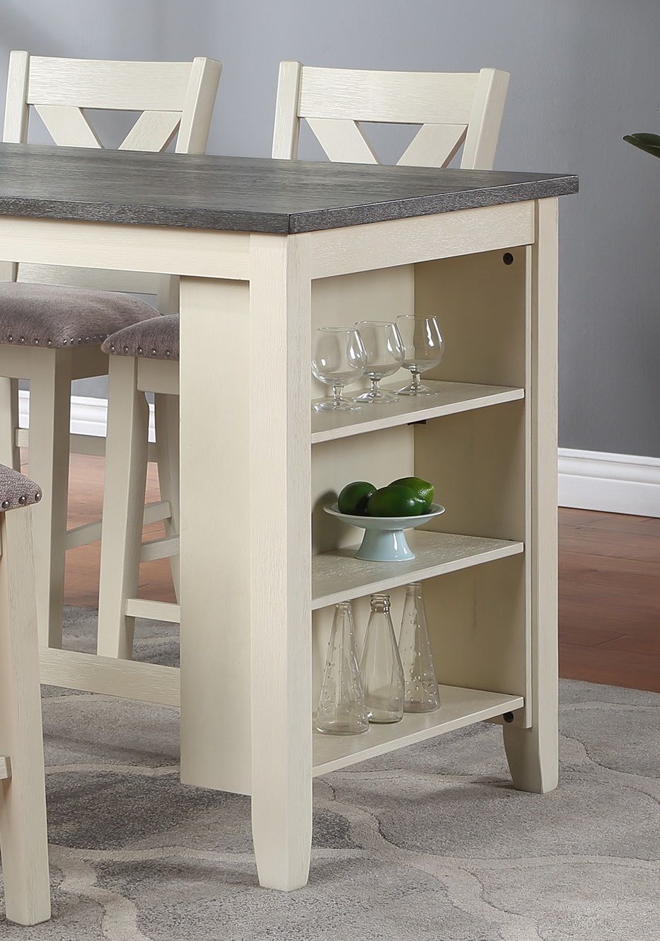Modern Counter-Height Dining Set with Side Shelves