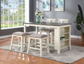 Modern Counter-Height Dining Set with Side Shelves