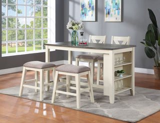 Modern Counter-Height Dining Set with Side Shelves