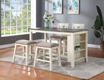 Modern Counter-Height Dining Set with Side Shelves