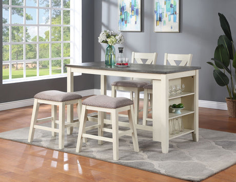 Modern Counter-Height Dining Set with Side Shelves