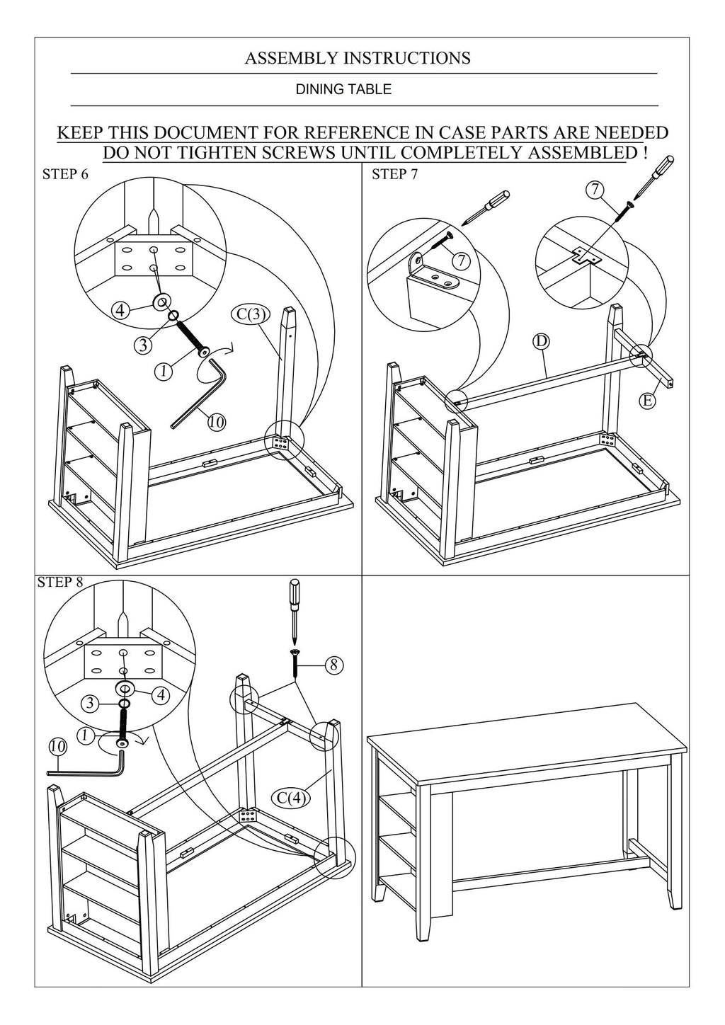 Modern Counter-Height Dining Set with Side Shelves