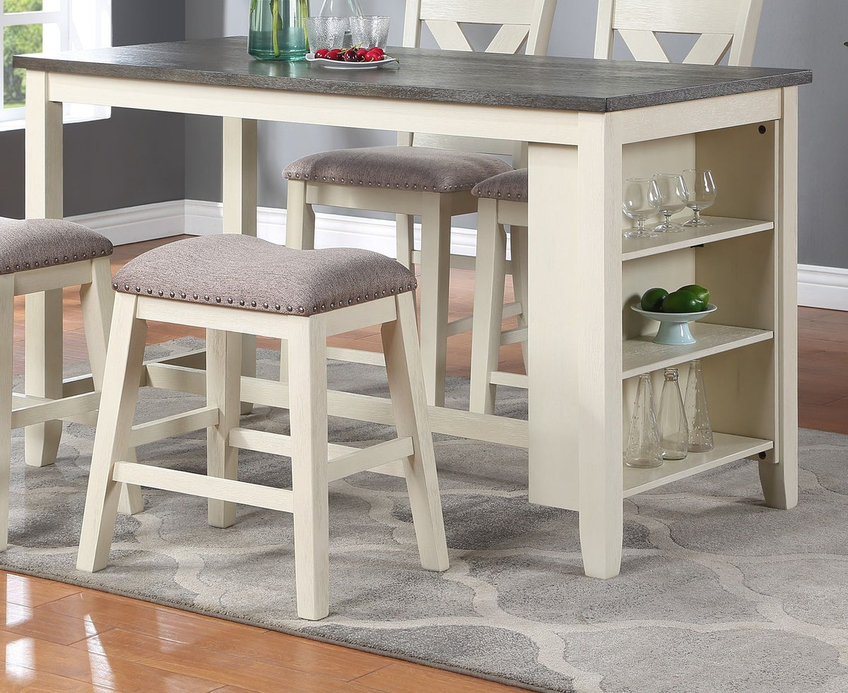 Modern Counter-Height Dining Set with Side Shelves