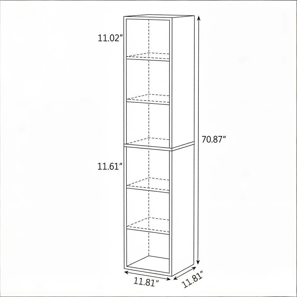 Six-Tier Corner Bookcase with Open Cube Shelves