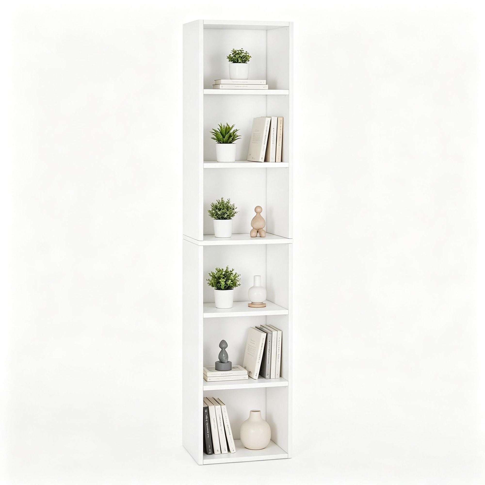Six-Tier Corner Bookcase with Open Cube Shelves