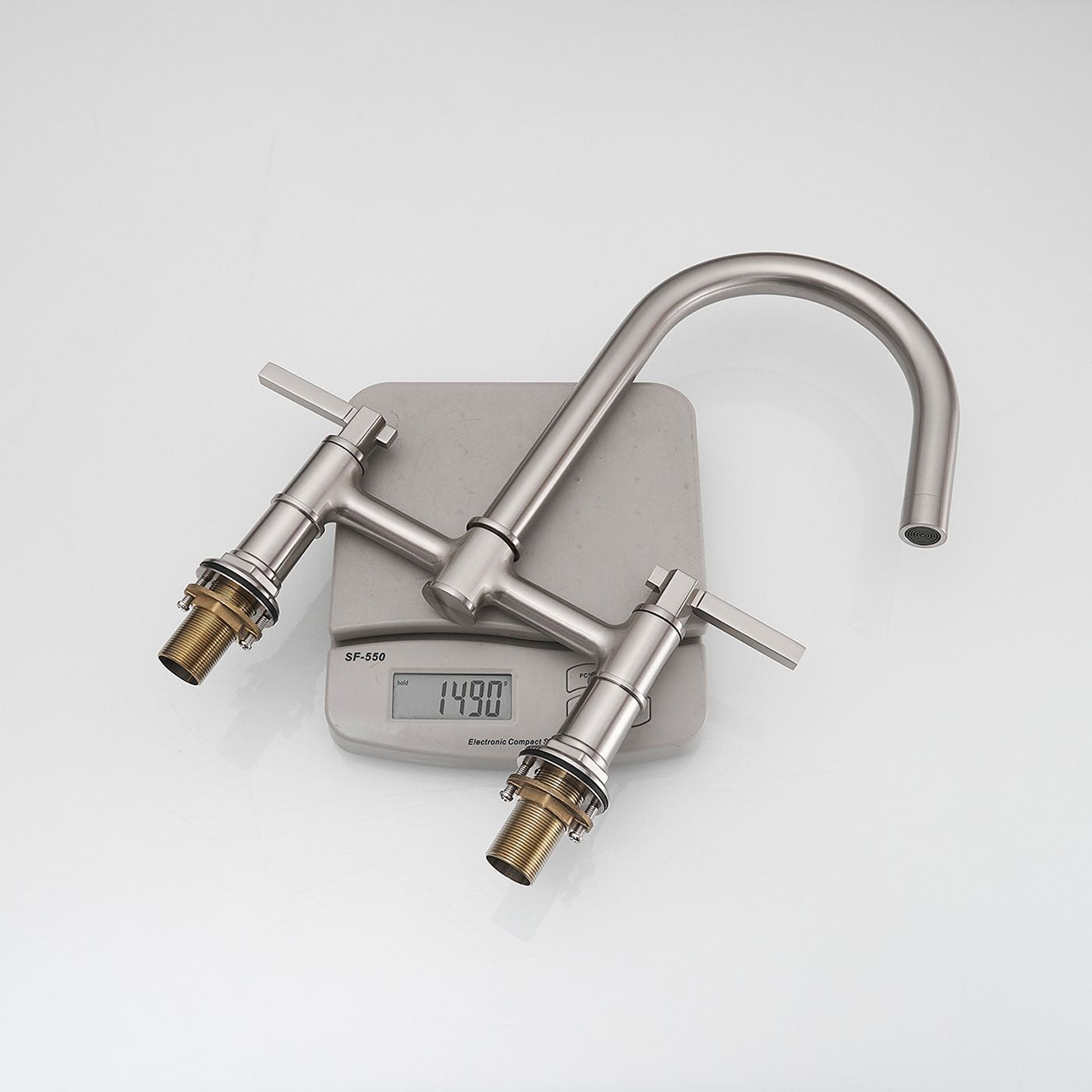Modern Two-Handle Bridge Kitchen Faucet with Swivel Spout