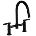 Modern Two-Handle Bridge Kitchen Faucet with Swivel Spout