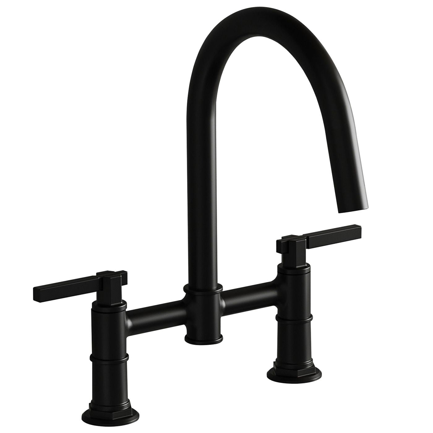 Modern Two-Handle Bridge Kitchen Faucet with Swivel Spout