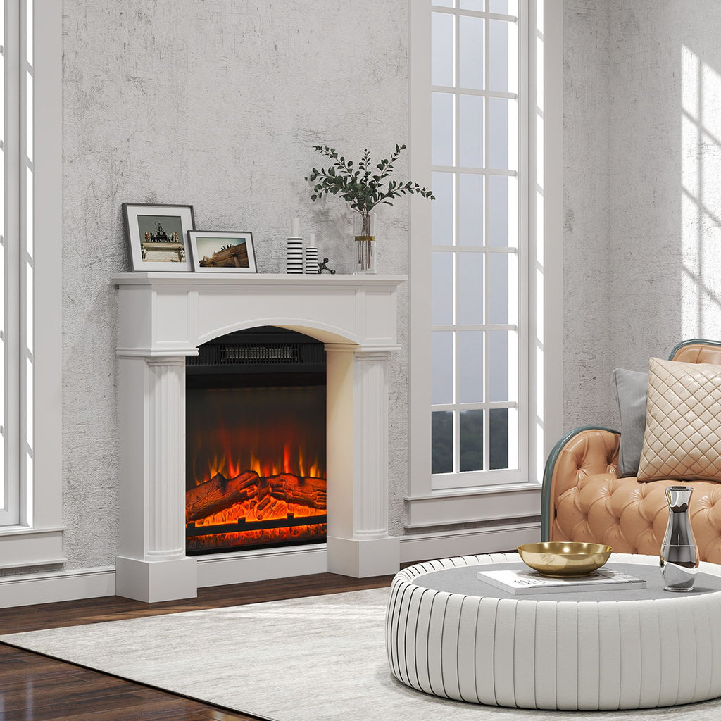 Sleek White Fireplace Mantel for Electric Fireplaces