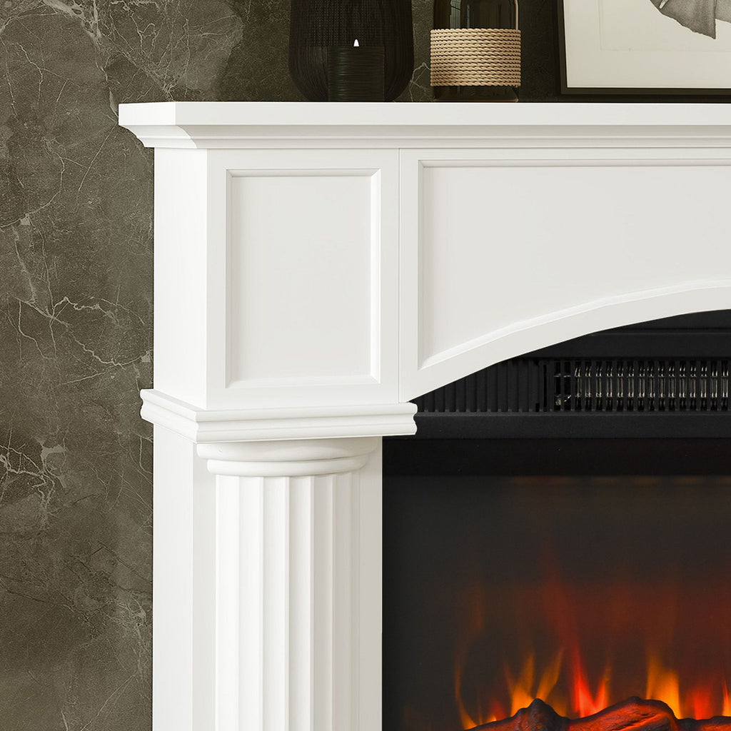Sleek White Fireplace Mantel for Electric Fireplaces