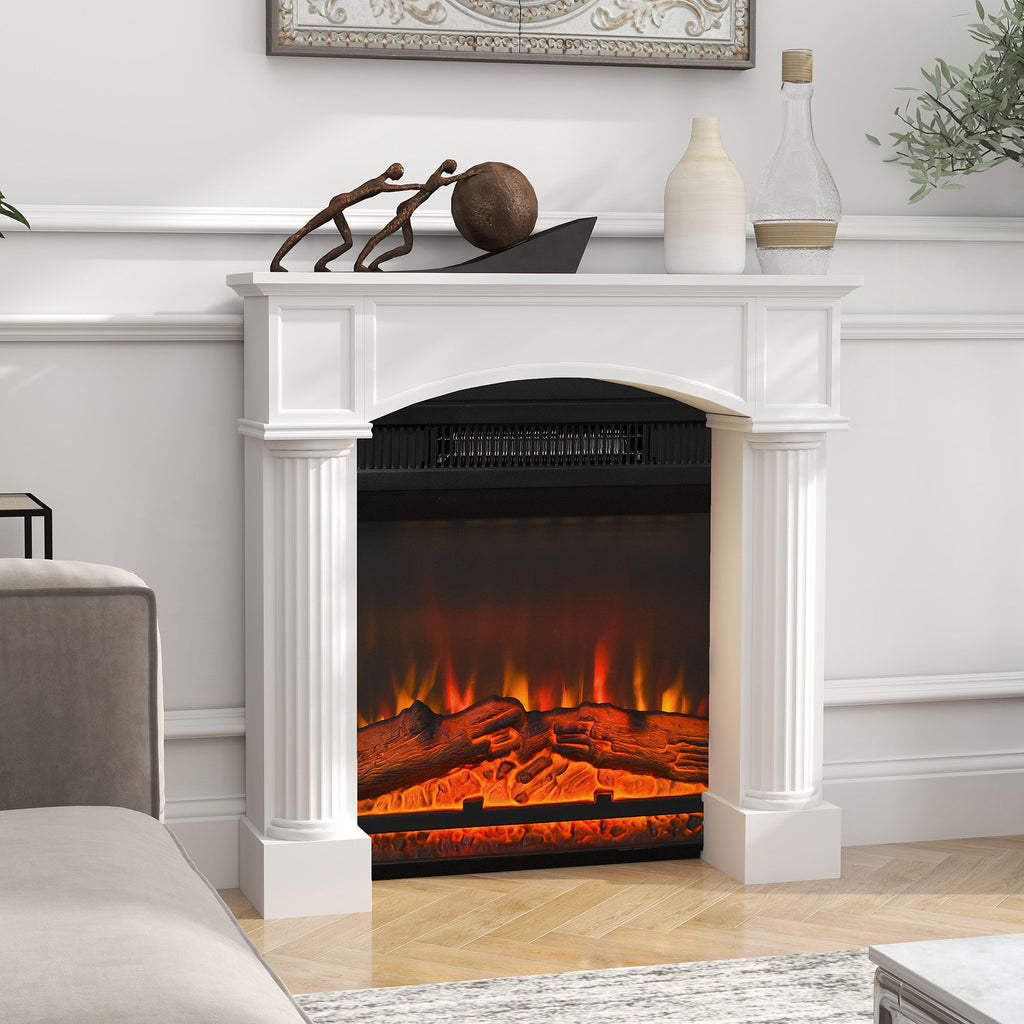 Sleek White Fireplace Mantel for Electric Fireplaces