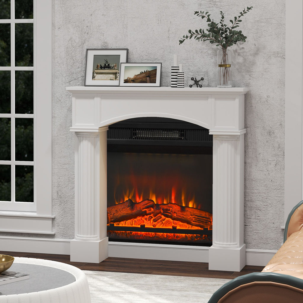 Sleek White Fireplace Mantel for Electric Fireplaces