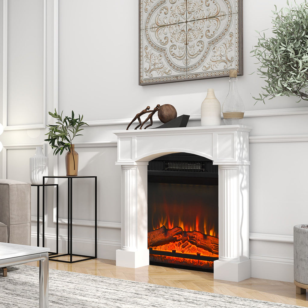 Sleek White Fireplace Mantel for Electric Fireplaces