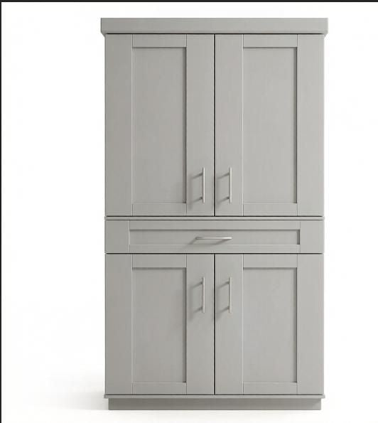 Modern Gray Pantry Cabinet with Adjustable Shelves