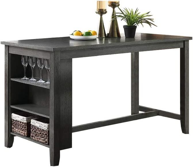 Gray Counter-Height Dining Set with Side Shelves