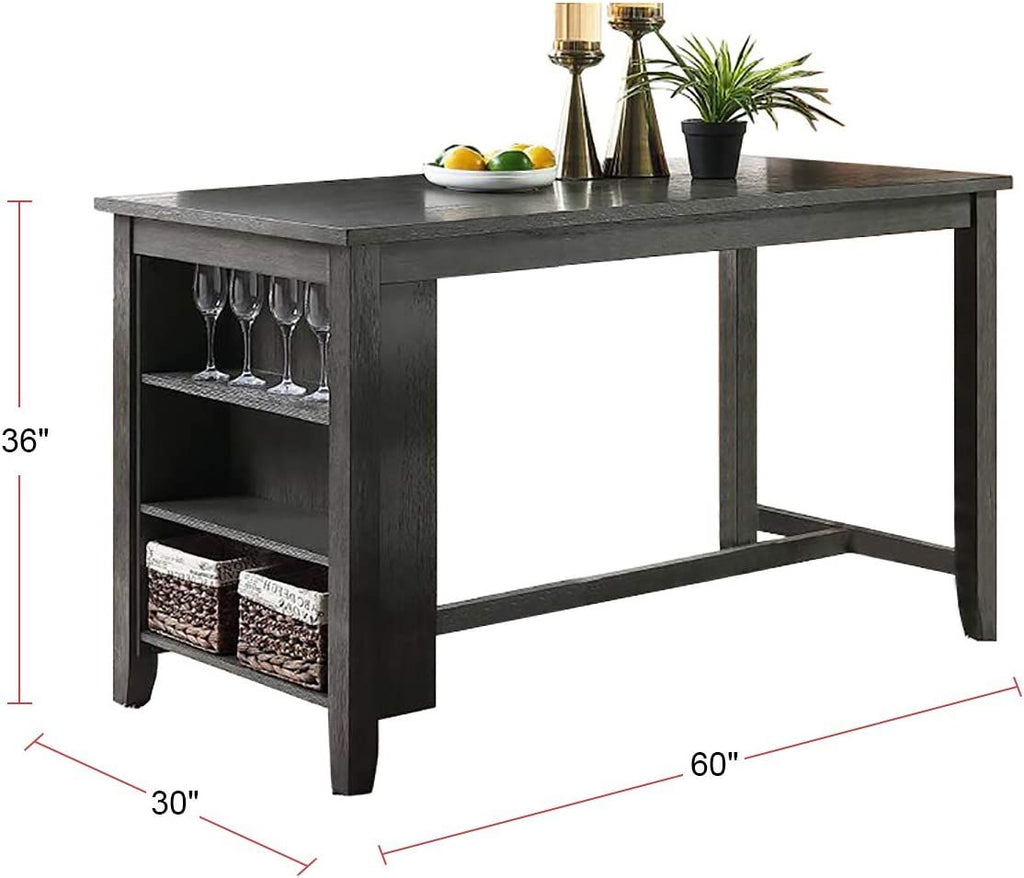 Gray Counter-Height Dining Set with Side Shelves