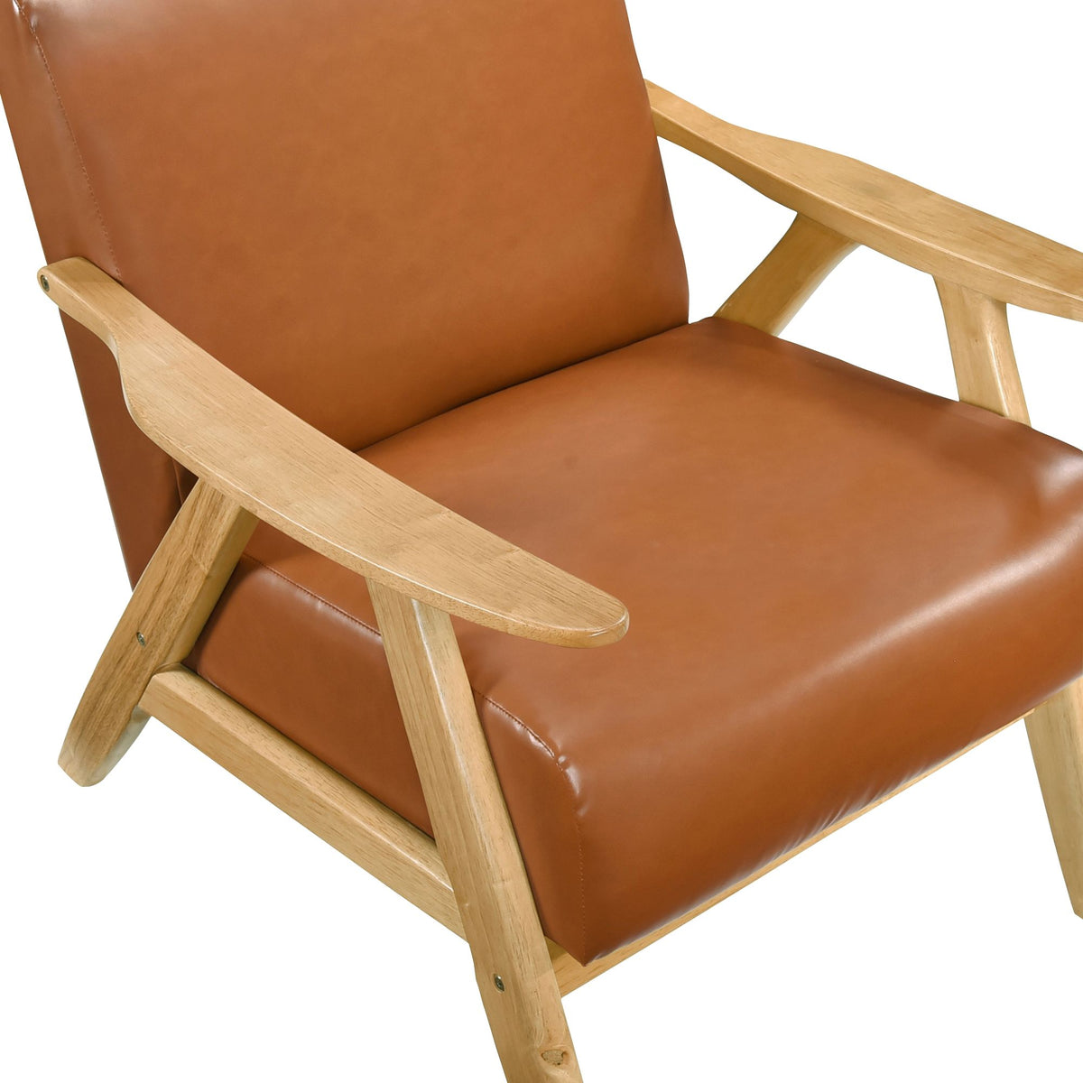 Modern Home Furniture Matt Brown Faux Leather Upholstered 1pc Accent Chair Cushion Back and Seat Nat