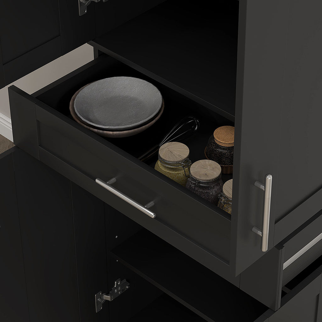 Modern Kitchen Pantry with Doors and Drawer, Adjustable Shelving