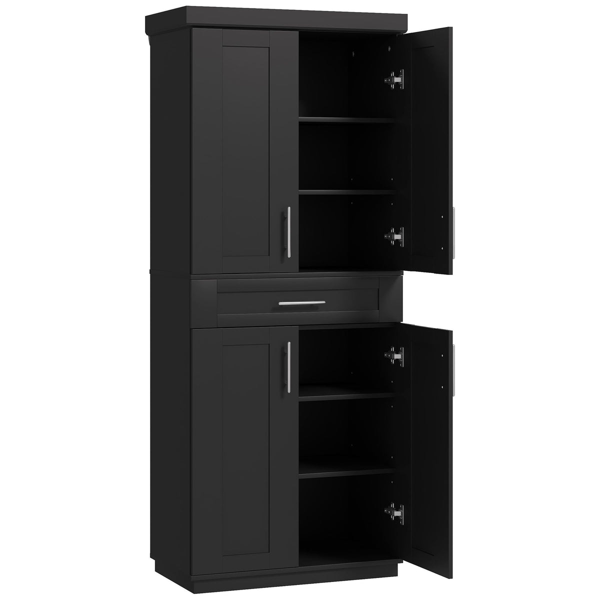 Modern Kitchen Pantry with Doors and Drawer, Adjustable Shelving