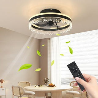 Crystal-Inspired LED Ceiling Fan with Concealed Blades