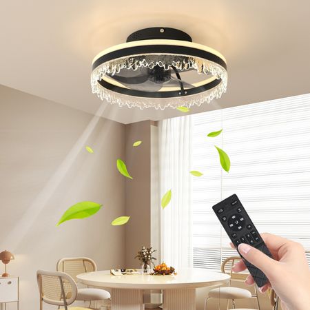 Crystal-Inspired LED Ceiling Fan with Concealed Blades