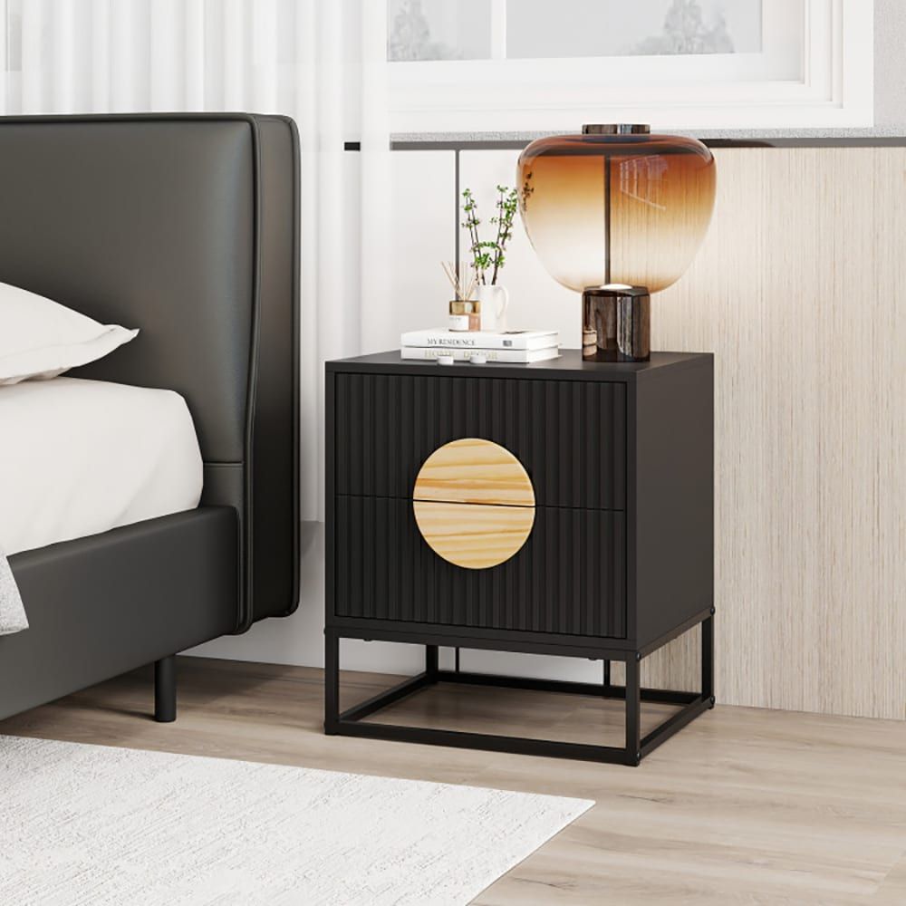 Mid-Century Fluted Two-Drawer Nightstand
