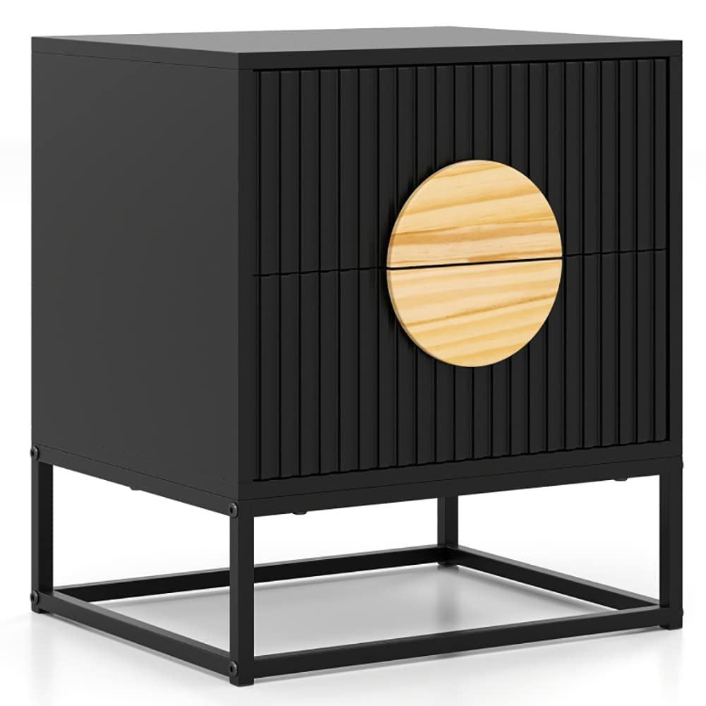 Mid-Century Fluted Two-Drawer Nightstand