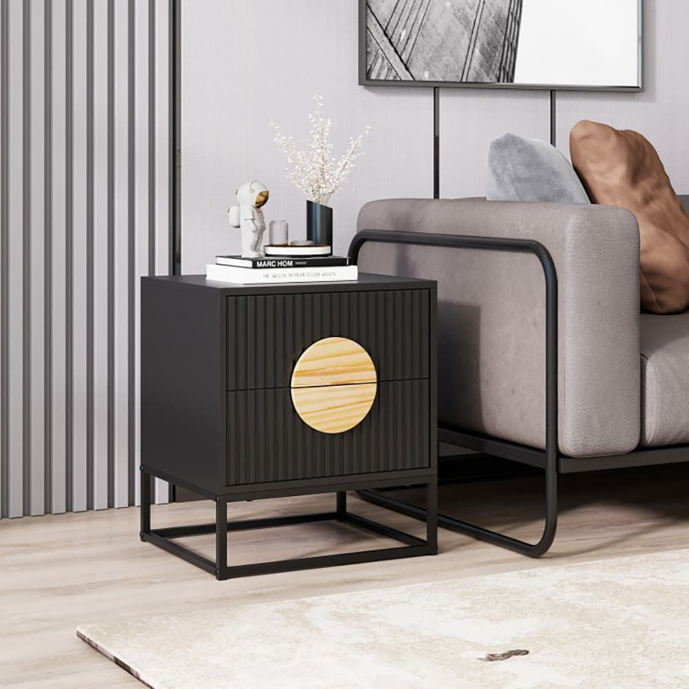 Mid-Century Fluted Two-Drawer Nightstand