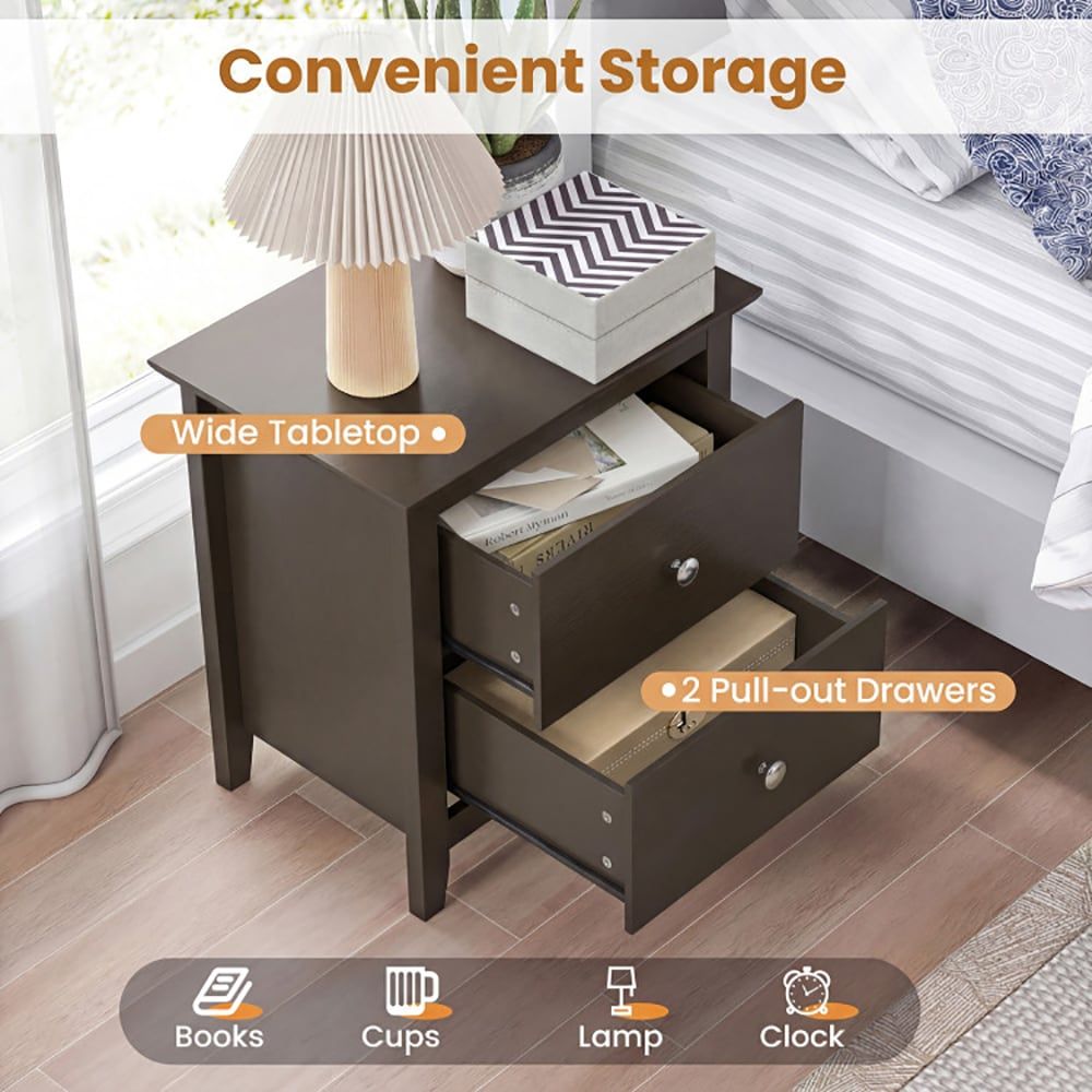 Modern Two-Drawer Nightstand for Small Spaces