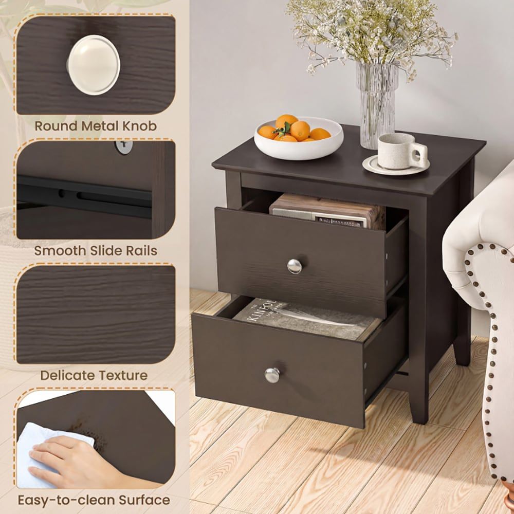 Modern Two-Drawer Nightstand for Small Spaces