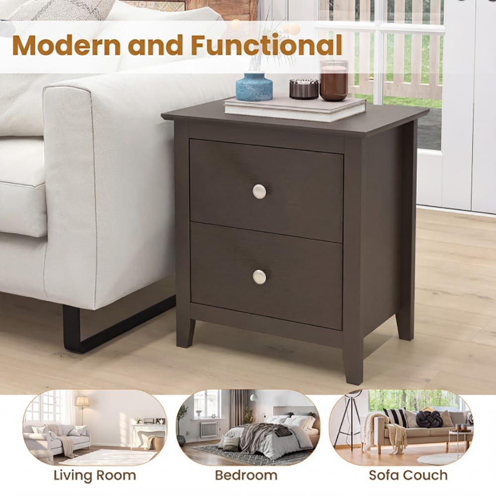 Modern Two-Drawer Nightstand for Small Spaces