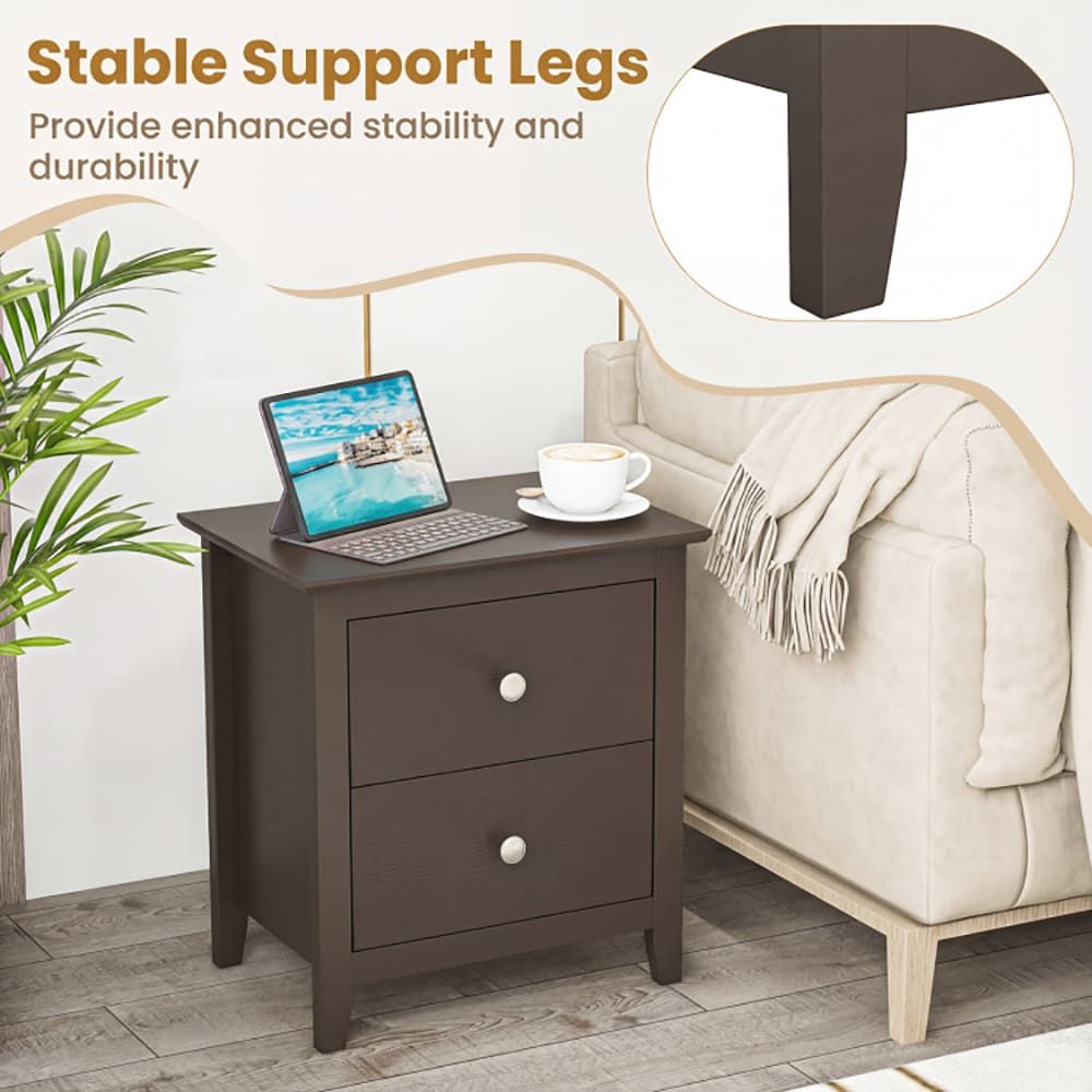 Modern Two-Drawer Nightstand for Small Spaces
