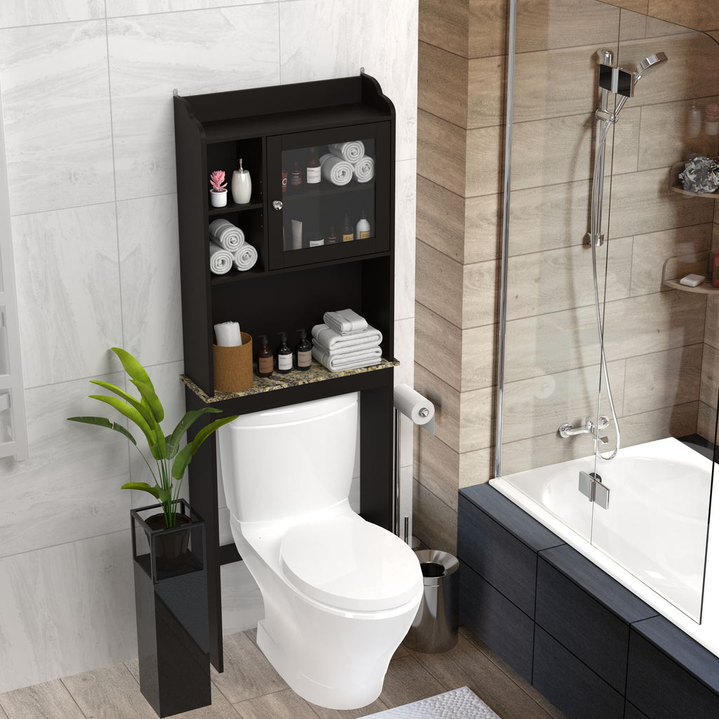 Over-the-Toilet Bathroom Storage Cabinet with Adjustable Shelves and Door