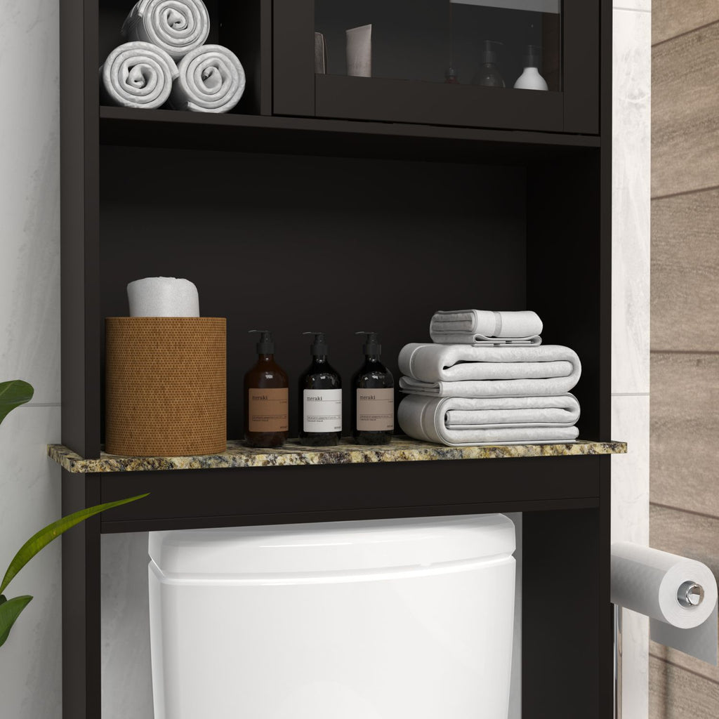 Over-the-Toilet Bathroom Storage Cabinet with Adjustable Shelves and Door