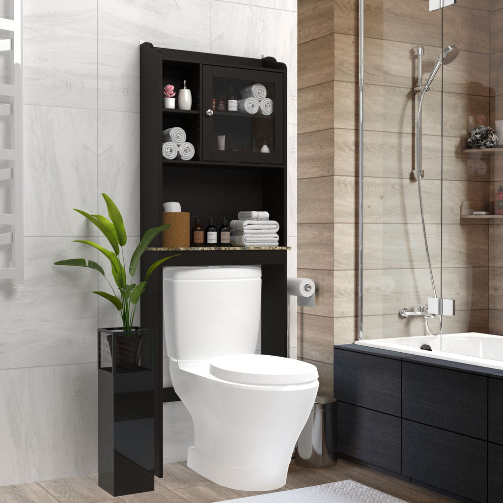 Over-the-Toilet Bathroom Storage Cabinet with Adjustable Shelves and Door