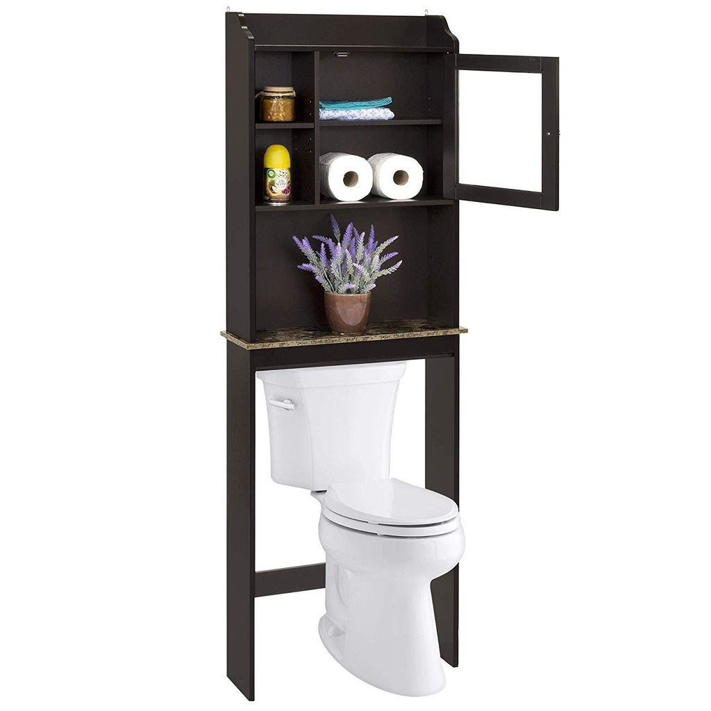 Over-the-Toilet Bathroom Storage Cabinet with Adjustable Shelves and Door