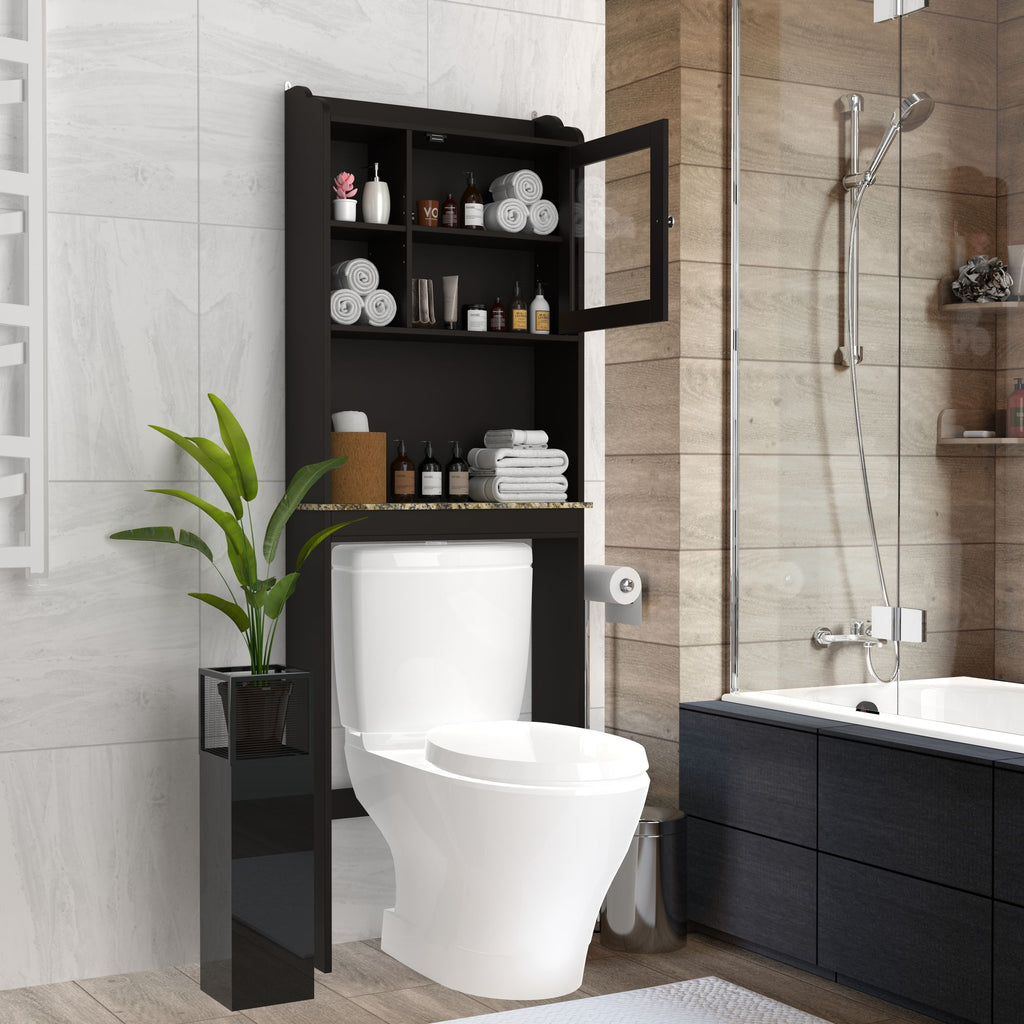 Over-the-Toilet Bathroom Storage Cabinet with Adjustable Shelves and Door