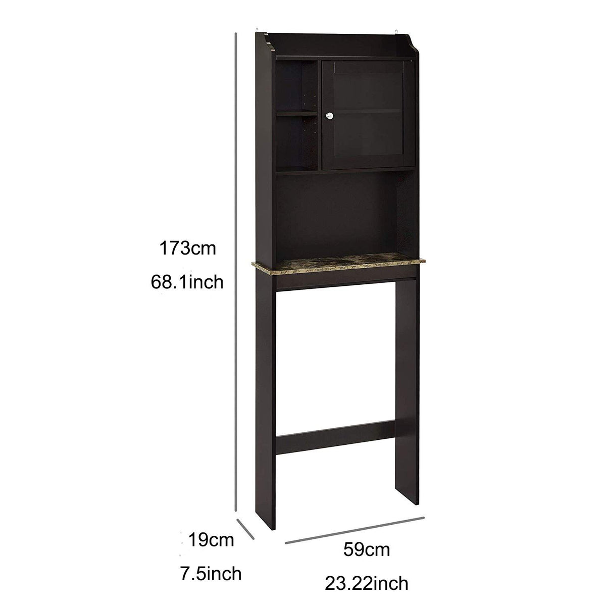 Over-the-Toilet Bathroom Storage Cabinet with Adjustable Shelves and Door