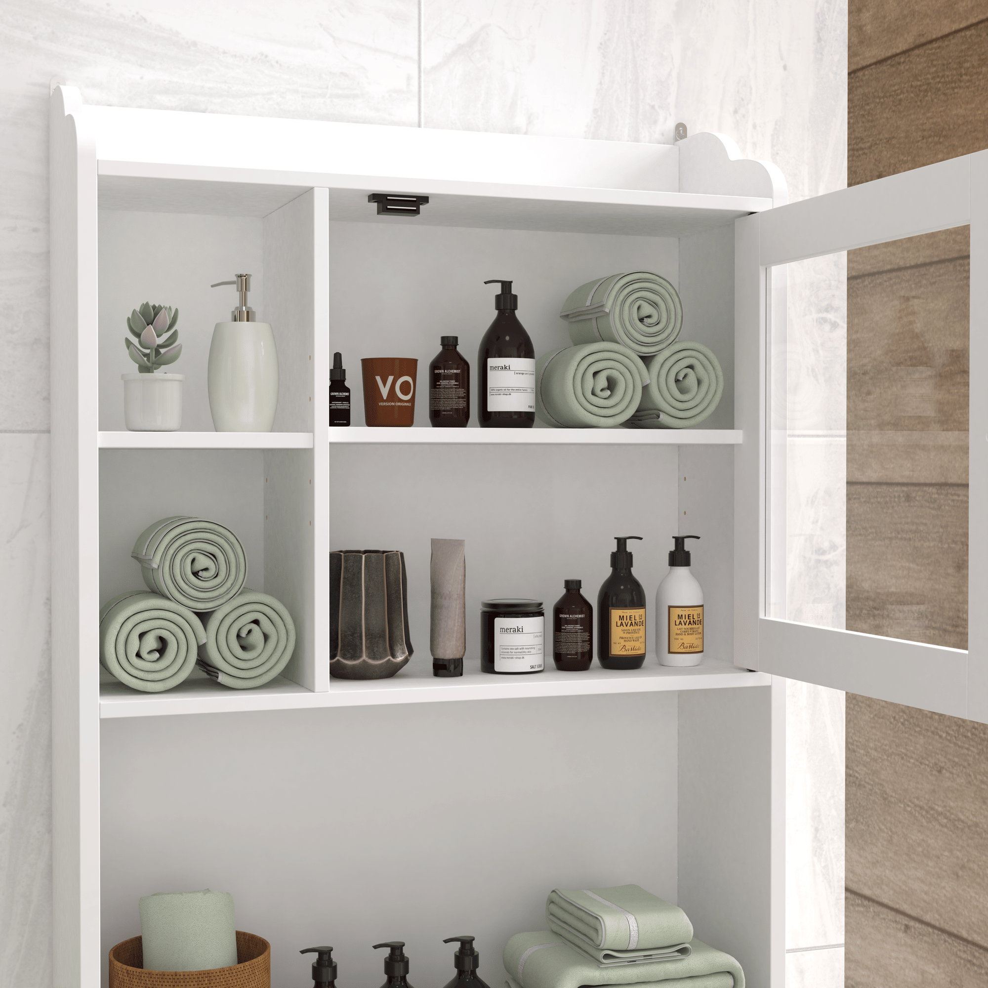 Modern Over-The-Toilet Storage Cabinet with Adjustable Shelves